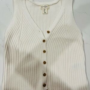Jessica Simpson Cream Ribbed Tank Top